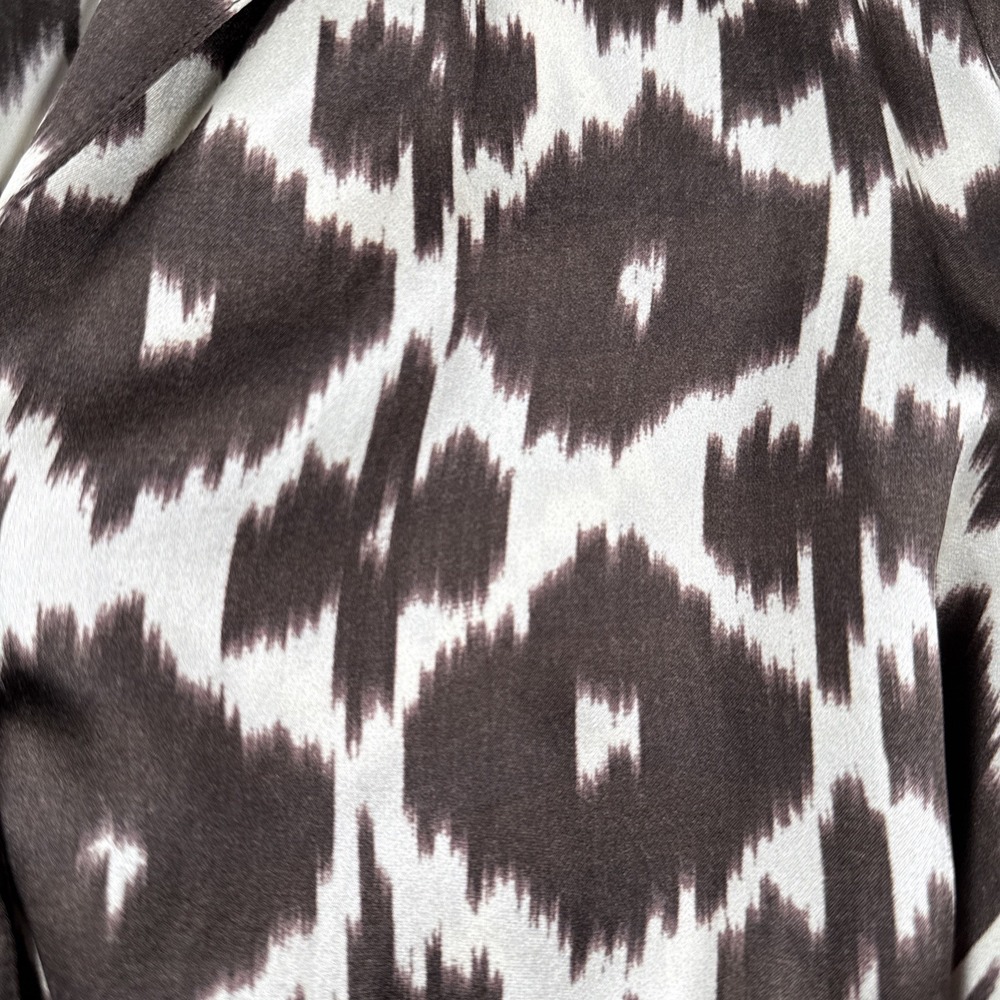 Lafayette 148 Silk Top Womens 4 Button Up 3/4 Sleeve Tie Front‎ Animal Career - Picture 5 of 14